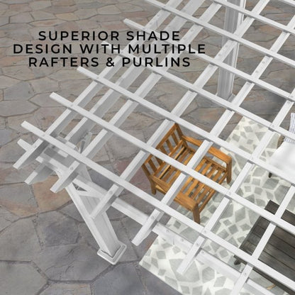 14×12 Hawthorne Traditional Steel Pergola With Sail Shade Soft Canopy