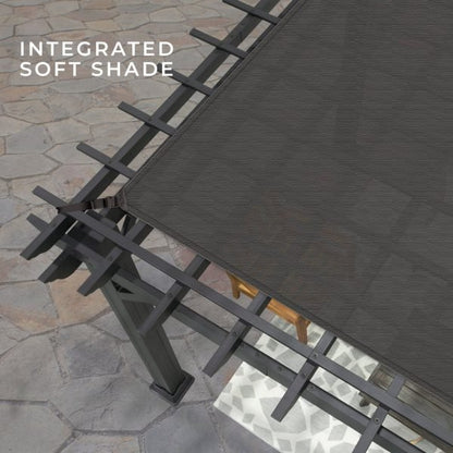 14×10 Stratford Traditional Steel Pergola With Sail Shade Soft Canopy