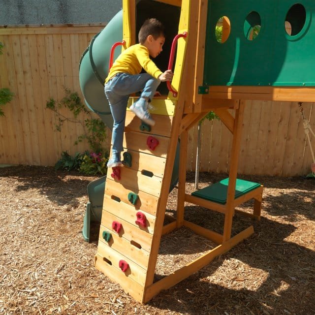 KidKraft Mockingbird View Wooden Swing Set / Playset with Tower, Hoop, Tunnel and Tire Swing
