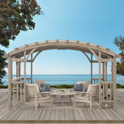 Sunjoy Bellucci 10 x 14 ft. Light Grey Outdoor Cedar Wood