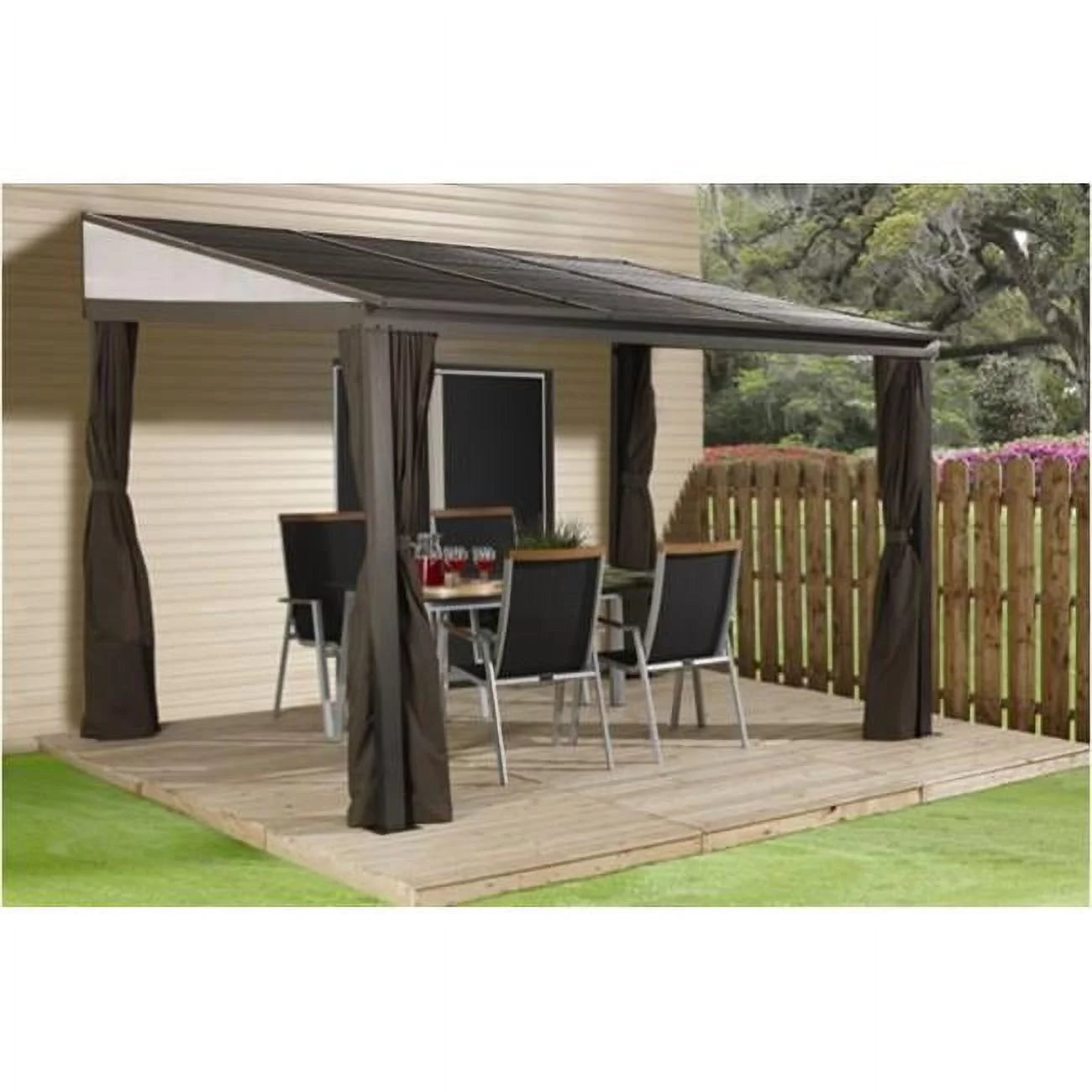 Sojag 500-9165470 10 x 12 ft. Portland No 53 Wall Gazebo Steel Roof