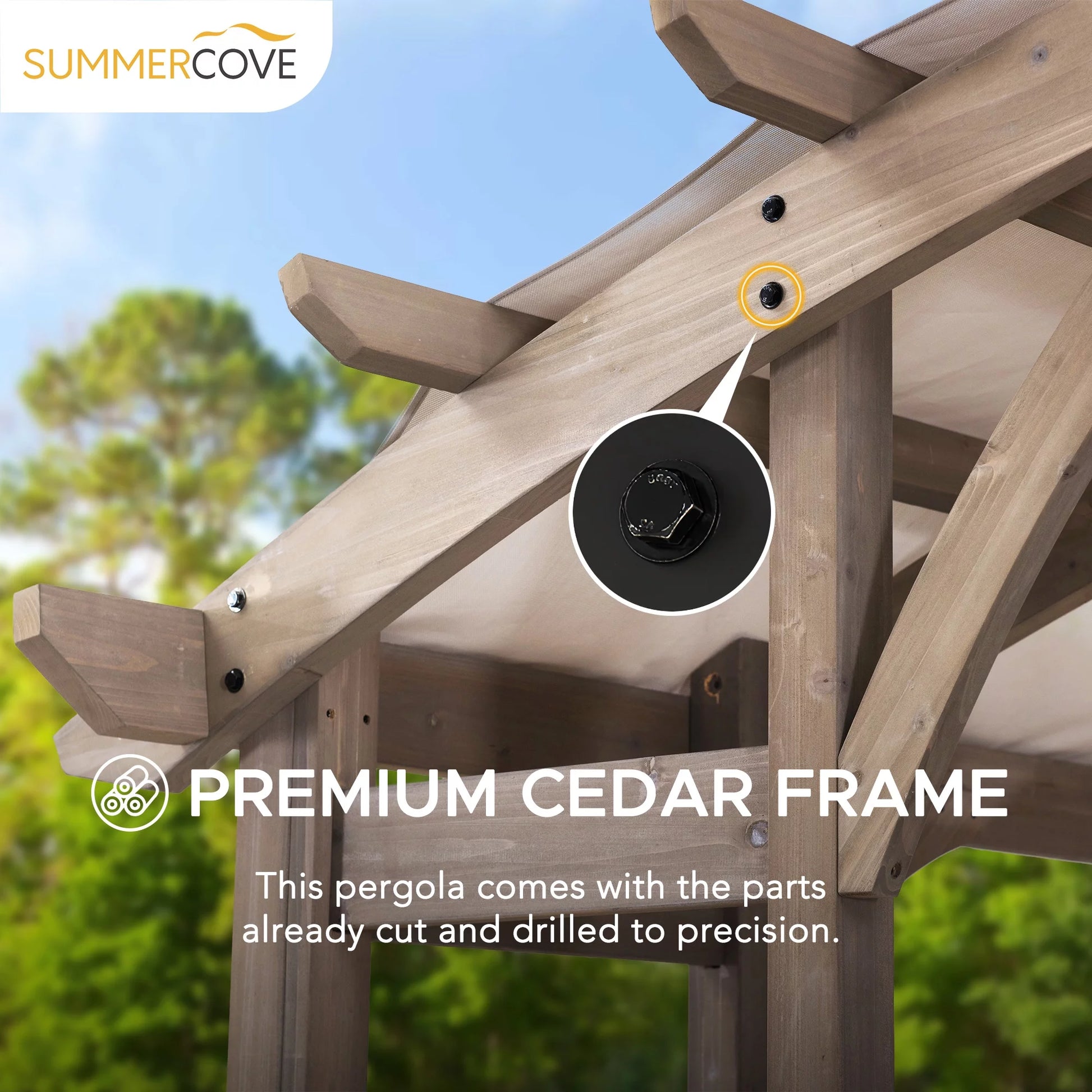 Sunjoy Bellucci 10 x 14 ft. Light Grey Outdoor Cedar Wood