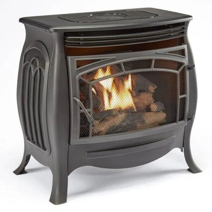 Duluth Forge Dual Fuel Ventless Gas Stove – 26,000 BTU, Remote Control, Matte Black Finish