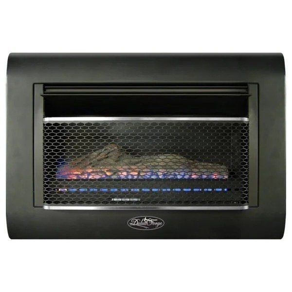 Duluth Forge Dual Fuel Ventless Linear Wall Gas Fireplace With Log – 26,000 BTU,