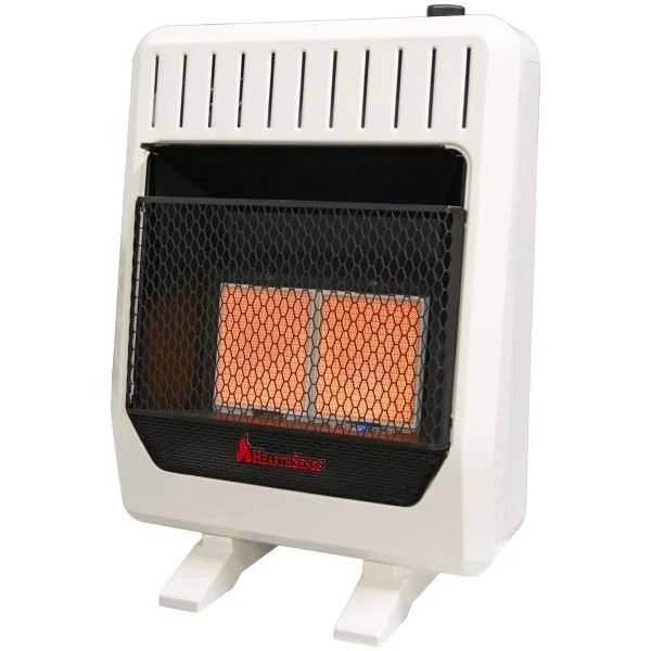 HearthSense Reconditioned Dual Fuel Ventless Infrared Plaque Heater with Base and Blower – 20,000 BTU, T-Stat Control – Model
