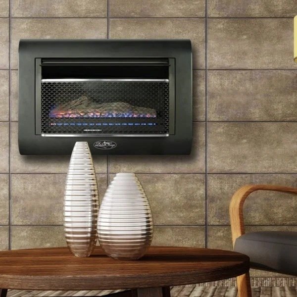 Duluth Forge Dual Fuel Ventless Linear Wall Gas Fireplace With Log – 26,000 BTU,