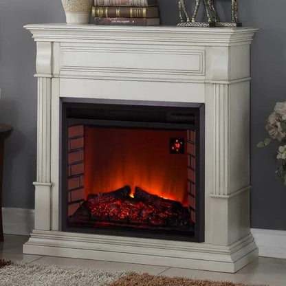 Duluth Forge Full Size Electric Fireplace – Remote Control, Antique White Finish – Model# EL1350-2-AW