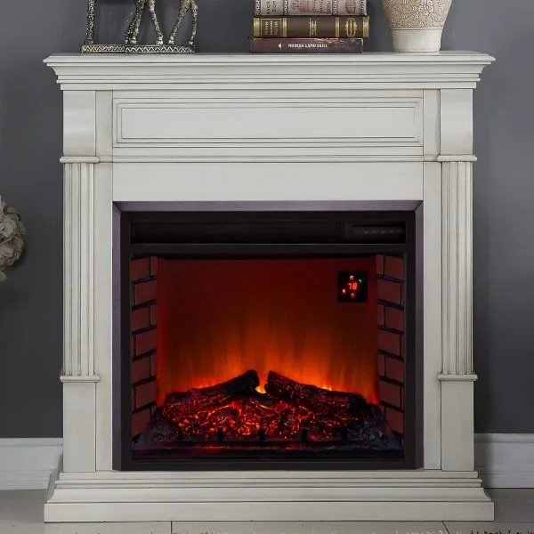 Duluth Forge Full Size Electric Fireplace – Remote Control, Antique White Finish – Model# EL1350-2-AW