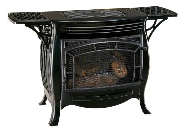Duluth Forge Dual Fuel Ventless Gas Stove – 26,000 BTU, Remote Control, Gloss Black Finish