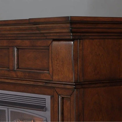 Duluth Forge Dual Fuel Ventless Gas Fireplace With Mantel – 32,000 BTU, T-Stat. Control, Auburn Cherry Finish