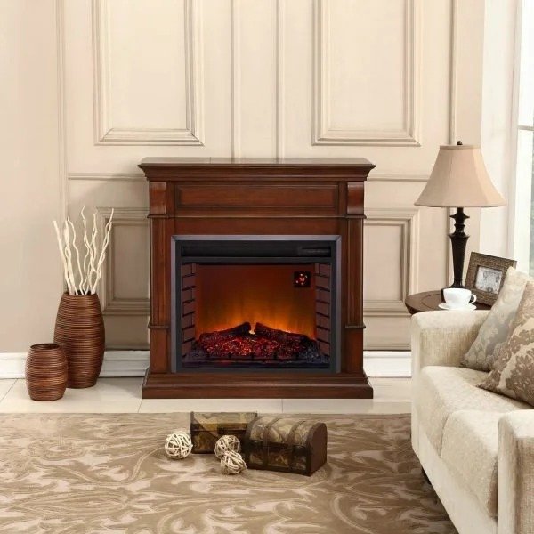 Duluth Forge Full Size Electric Fireplace – Remote Control, Apple Spice Finish – Model# EL1350-4-AS
