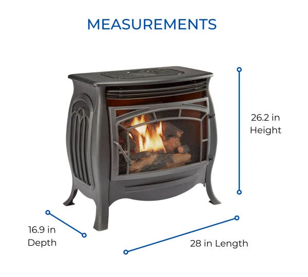 Duluth Forge Dual Fuel Ventless Gas Stove – 26,000 BTU, Remote Control,