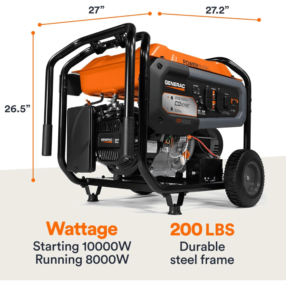 10,000 / 8,000 Watt Generac Portable Generator With Electric Start – GP8000E