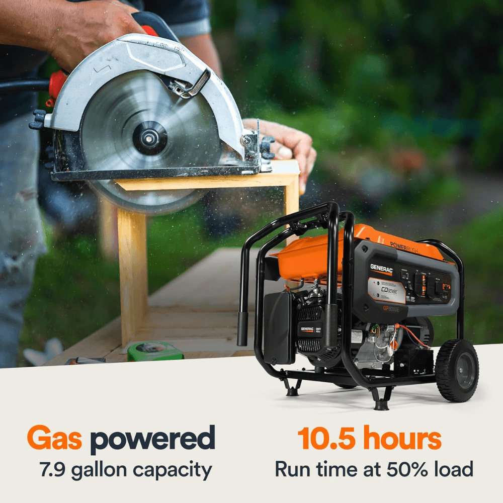 10,000 / 8,000 Watt Generac Portable Generator With Electric Start – GP8000E