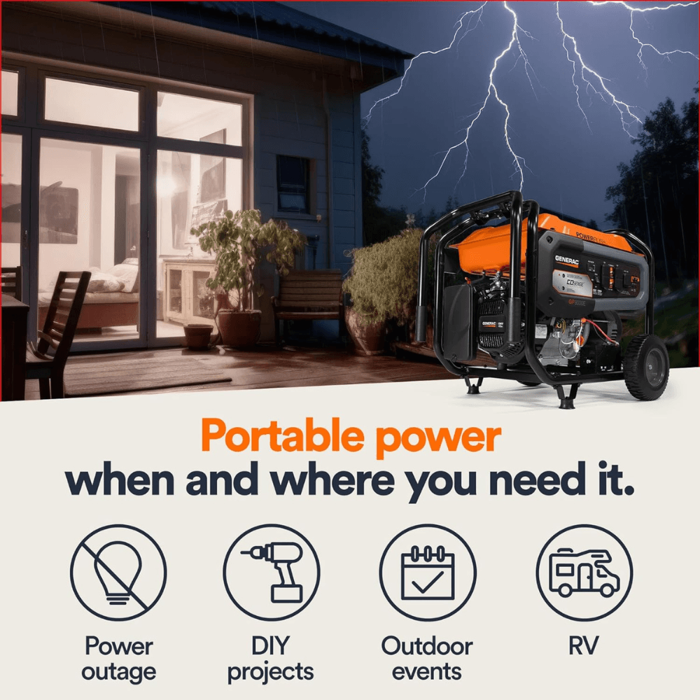 10,000 / 8,000 Watt Generac Portable Generator With Electric Start – GP8000E