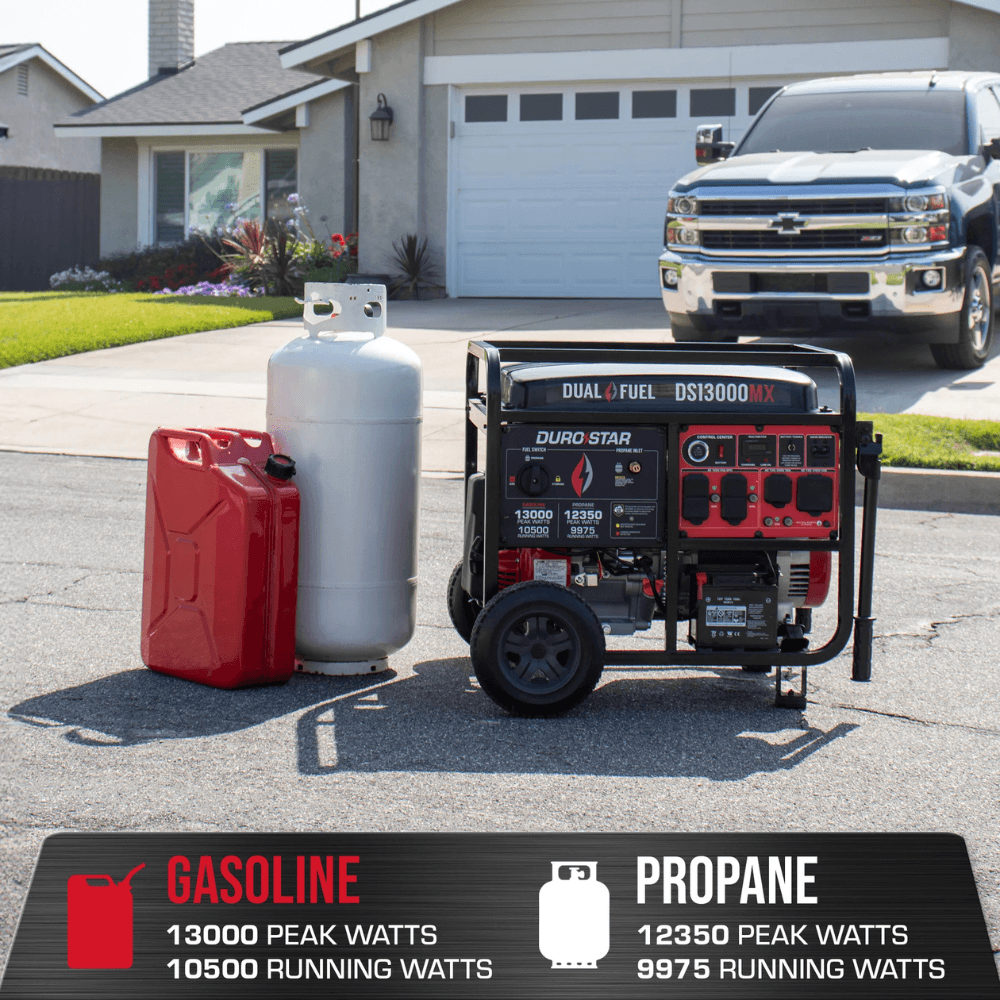13000-Watt Push Button Start Dual Fuel Gas and Propane Powered Portable Generator