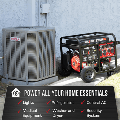 13000-Watt Push Button Start Dual Fuel Gas and Propane Powered Portable Generator