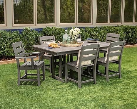 Polywood Lakeside 7 Piece Farmhouse Dining Set Slate Grey