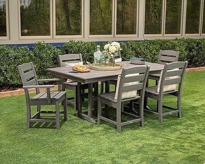 Polywood Lakeside 7 Piece Farmhouse Dining Set Slate Grey
