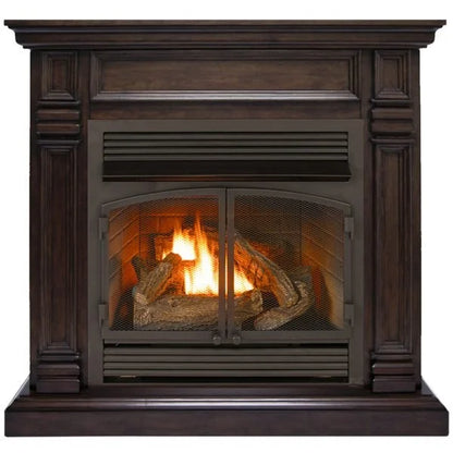 Duluth Forge Dual Fuel Ventless Gas Fireplace With Mantel – 32,000 BTU, T-Stat Control