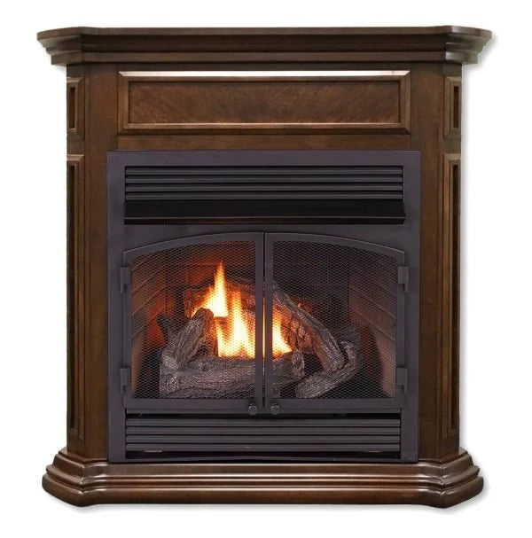Duluth Forge Dual Fuel Ventless Gas Fireplace With Mantel – 32,000 BTU, T-Stat Control