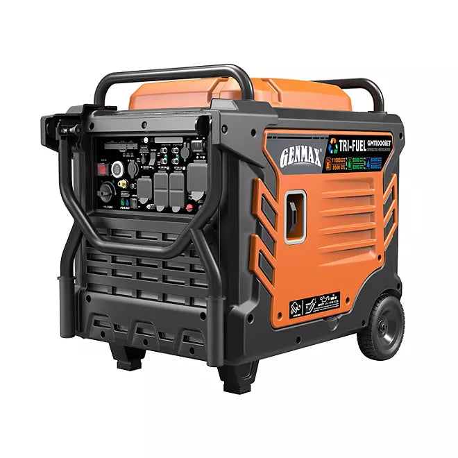 Genmax Portable Inverter Generator, 11000-Watt Tri-Fuel Remote Start CO Sensor