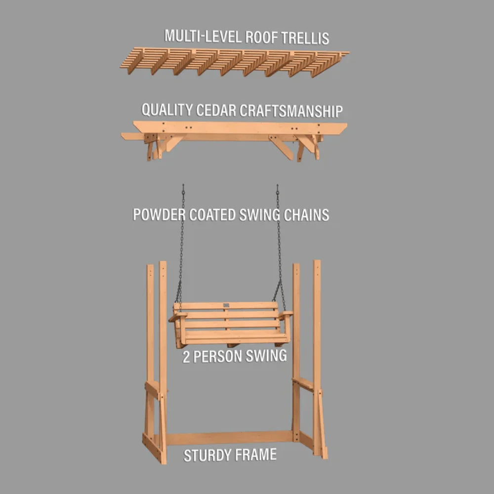 Backyard Discovery Callahan Cedar Wood Outdoor Pergola Swing Bench