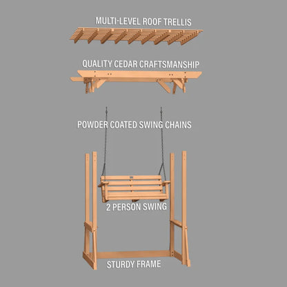 Backyard Discovery Callahan Cedar Wood Outdoor Pergola Swing Bench