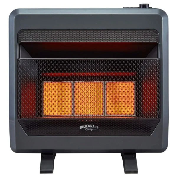 Bluegrass Living Propane Gas Vent Free Infrared Gas Space Heater With Blower and Base Feet – 28,000 BTU, T-Stat Control