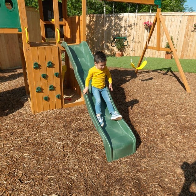 KidKraft Mockingbird View Wooden Swing Set / Playset with Tower, Hoop, Tunnel and Tire Swing