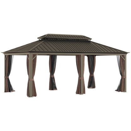Sunmthink 12×20 ft Hardtop Gazebo with Double Roof, Steel and Aluminum Construction