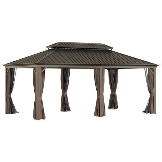 Sunmthink 12×20 ft Hardtop Gazebo with Double Roof, Steel and Aluminum Construction